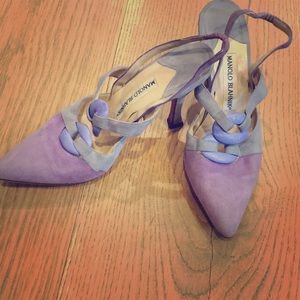 Manolo Blahnik nubuck sling backs